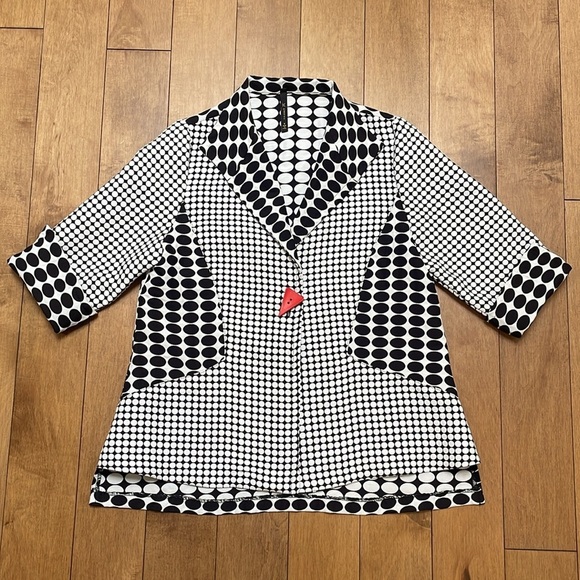 IC By CONNIE K Women's Black White Polka Dot jacket blazer S Red Button - Picture 6 of 14